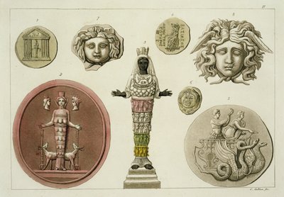 Statue grecque et pièces de monnaie, planche 77 de 